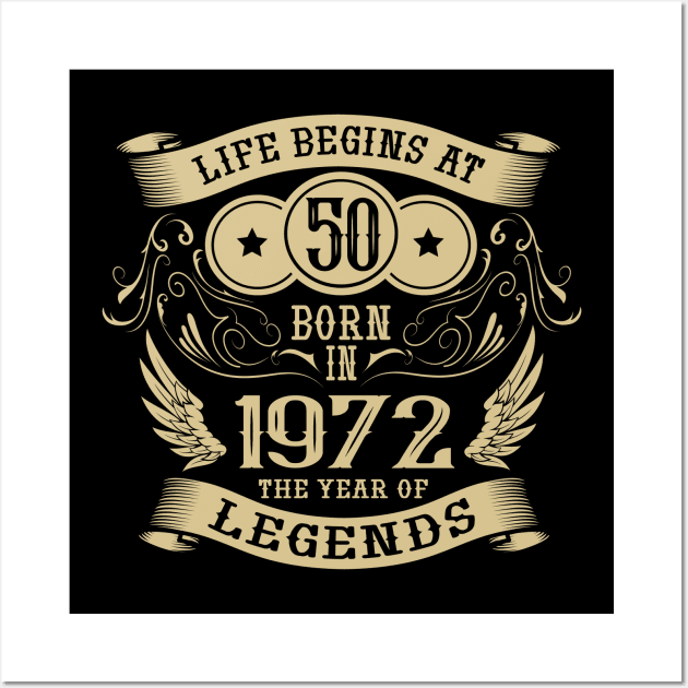 50th Birthday Gifts Vintage 1972 Birthday Wall Art by HBfunshirts